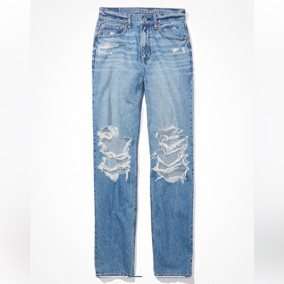 Plus Size AE Distressed Mom Jeans - Picture 3 of 4